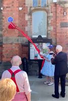 Unveiling the plaque on Fenton Town Hall