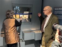 Cuttin the ribbon on the Grocott exhibit