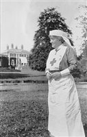 A Red Cross matron in front of Frognal House