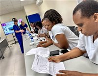 Nurses being taught chronic wound management
