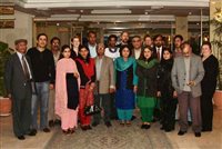The Newcastle and local teams at the hotel in Rawalpindi