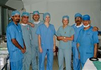 the Newcastle team with local theatre and medical staff